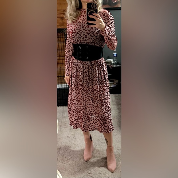 Rag & Bone Pink Leopard Print Sheer Button Down Back Dress XS - Picture 1 of 6